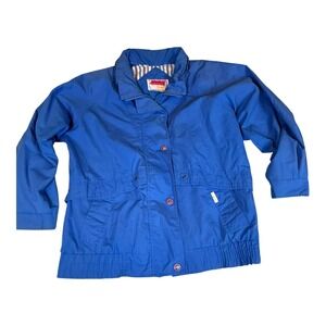 Vintage Innovations by MG Blue Windbreaker Jacket Women's Retro 80s 90s Pockets